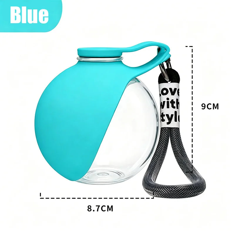 2-in-1 Portable Dog Water Bottle with Foldable Silicone Bowl – Leak-Resistant Travel Pet Bottle with Lanyard