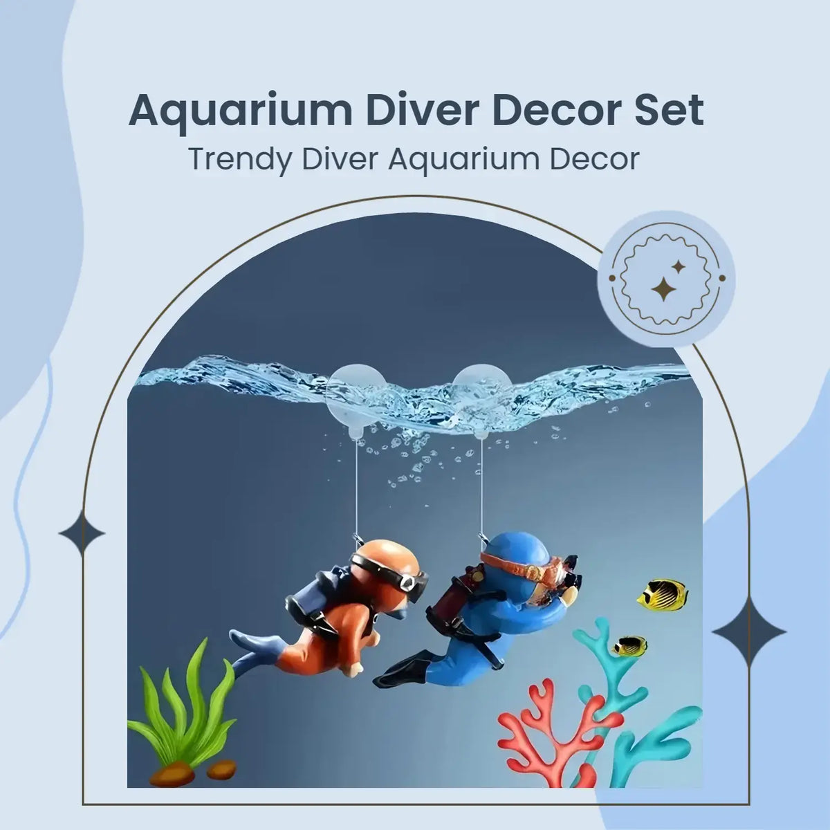 4-Piece Floating Aquarium Diver Decoration Set – Fun Fish Tank Ornaments & Underwater Landscape Accessories