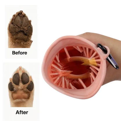 2-in-1 Silicone Dog Paw Cleaner & Grooming Brush with Carabiner