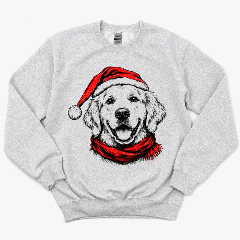 Santa Paws Christmas Dog Sweatshirt – 50 Dog Breed Designs, Funny Holiday Crewneck Gift for Dog Lovers