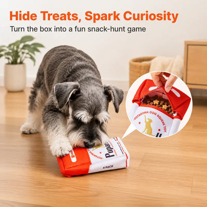 Potaroma 4-Pack Squeaky Plush Dog Toys with Treat-Hiding Storage Bag – Interactive Enrichment Toys for Small & Medium Dogs