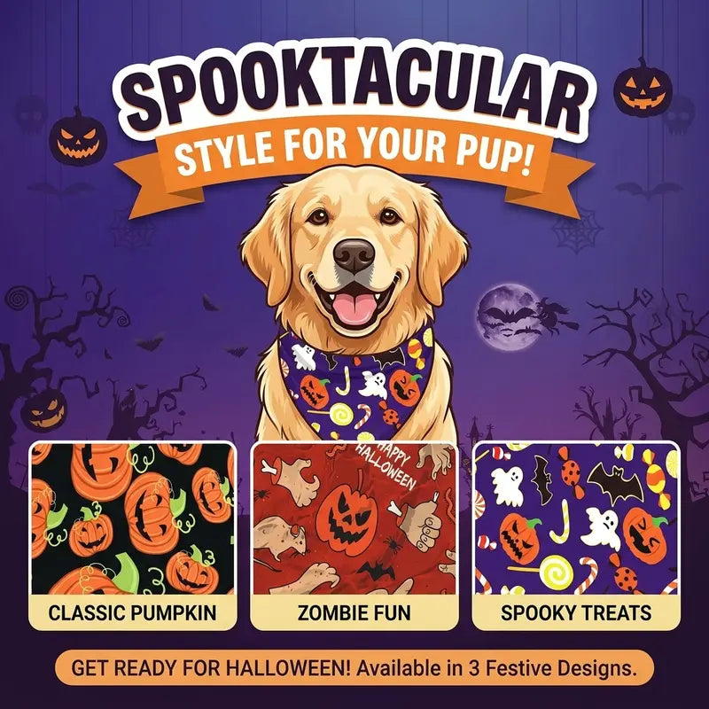 3-Pack Halloween & Christmas Pet Bandanas – Festive Tie-On Dog & Cat Scarves for Holiday Photos, Parties & Everyday Wear