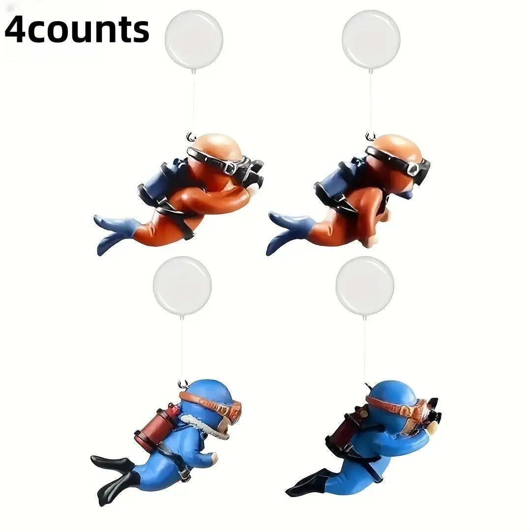 4-Piece Floating Aquarium Diver Decoration Set – Fun Fish Tank Ornaments & Underwater Landscape Accessories