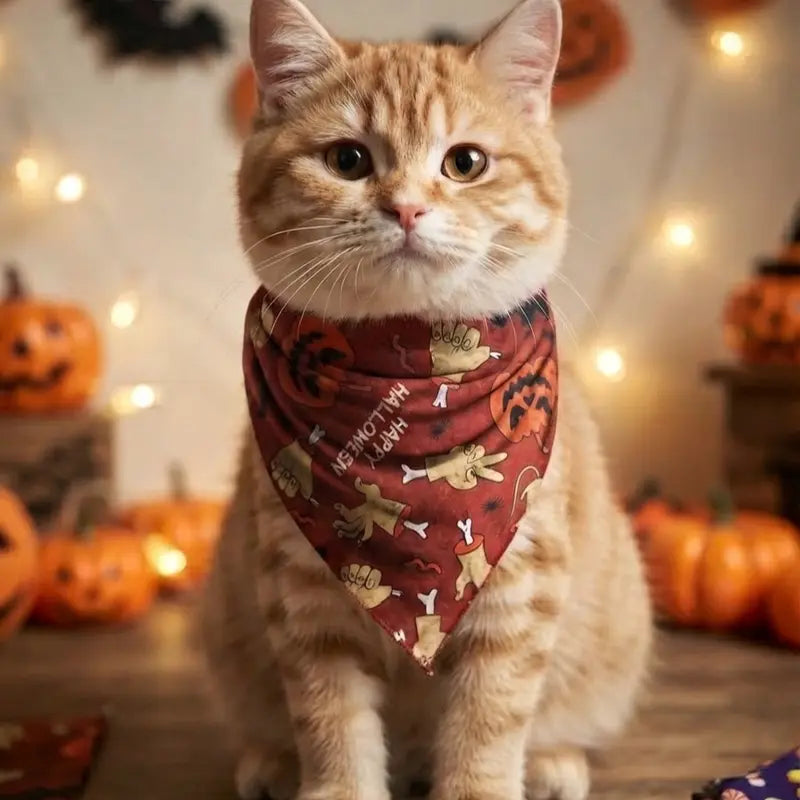 3-Pack Halloween & Christmas Pet Bandanas – Festive Tie-On Dog & Cat Scarves for Holiday Photos, Parties & Everyday Wear