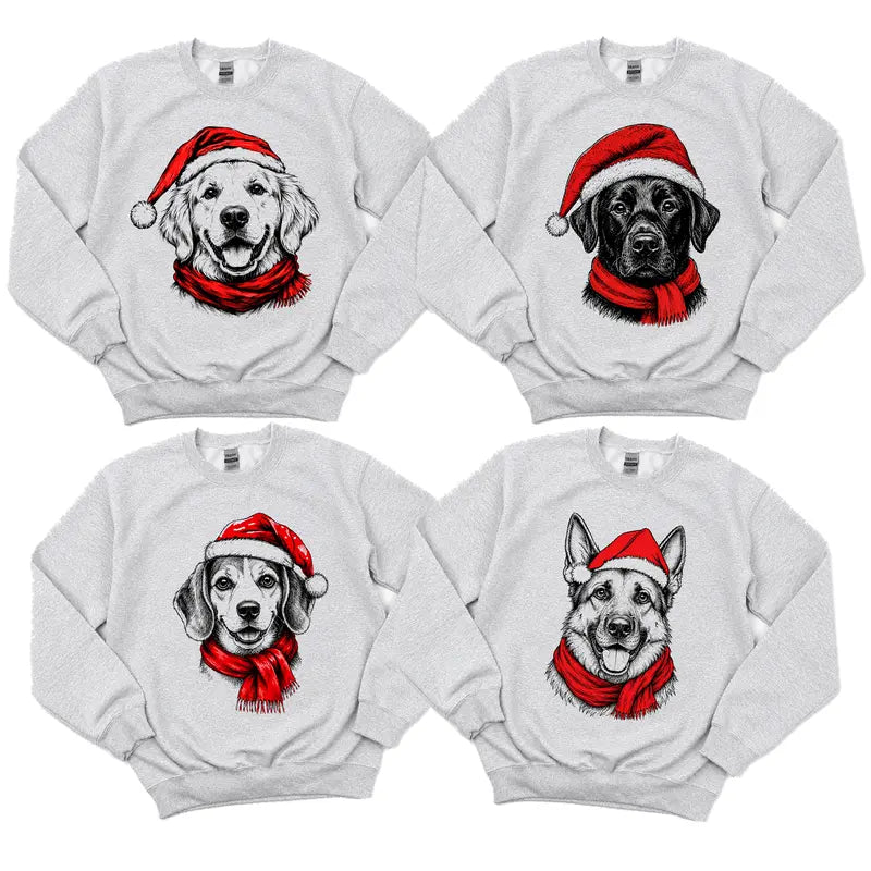 Santa Paws Christmas Dog Sweatshirt – 50 Dog Breed Designs, Funny Holiday Crewneck Gift for Dog Lovers