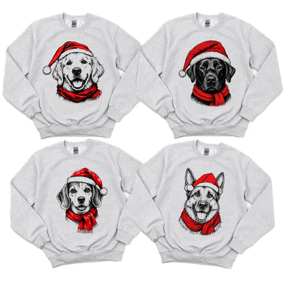 Santa Paws Christmas Dog Sweatshirt – 50 Dog Breed Designs, Funny Holiday Crewneck Gift for Dog Lovers
