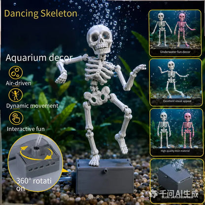 3D Printed Skeleton Aquarium Decoration – Funny Movable Fish Tank Ornament for Halloween & Spooky Aquascaping