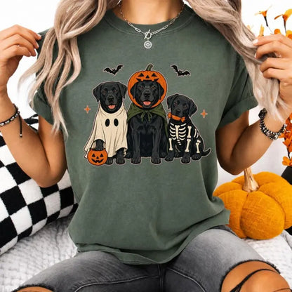 Comfort Colors Black Lab Halloween Shirt – Ghost Labrador Retriever Graphic Tee, Spooky Dog Lover T-Shirt