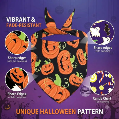3-Pack Halloween & Christmas Pet Bandanas – Festive Tie-On Dog & Cat Scarves for Holiday Photos, Parties & Everyday Wear