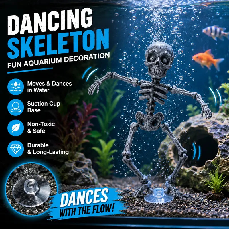 3D Printed Skeleton Aquarium Decoration – Funny Movable Fish Tank Ornament for Halloween & Spooky Aquascaping