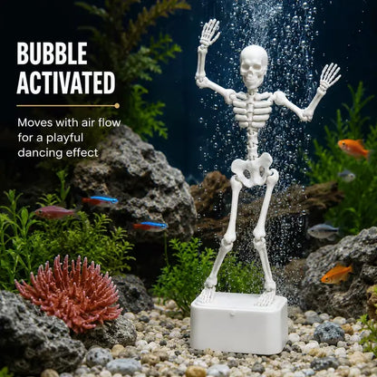 3D Printed Skeleton Aquarium Decoration – Funny Movable Fish Tank Ornament for Halloween & Spooky Aquascaping