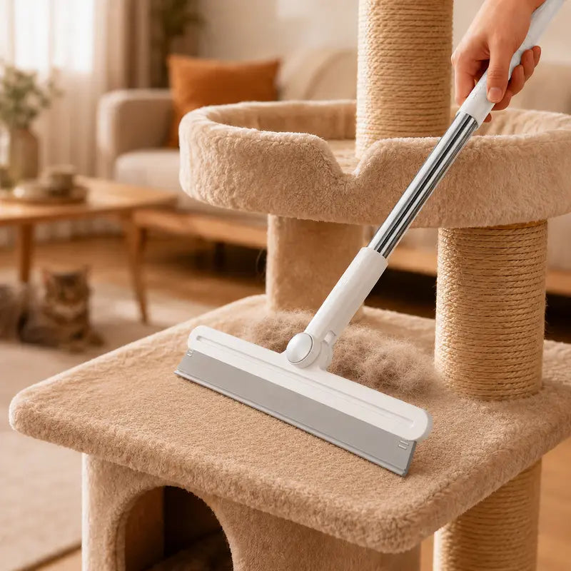 Pet Hair Remover Broom & Carpet Scraper – Reusable 180° Rotating Squeegee for Dog & Cat Hair, Rugs, Couches & Floors
