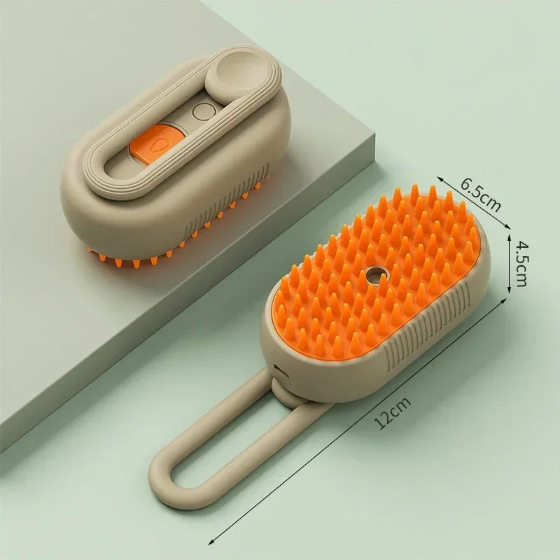 3-in-1 Rechargeable Pet Grooming Brush with Mist Spray – Cat & Dog Hair Remover, Massage Comb for Shedding & Detangling