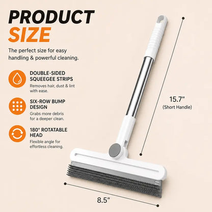 Pet Hair Remover Broom & Carpet Scraper – Reusable 180° Rotating Squeegee for Dog & Cat Hair, Rugs, Couches & Floors