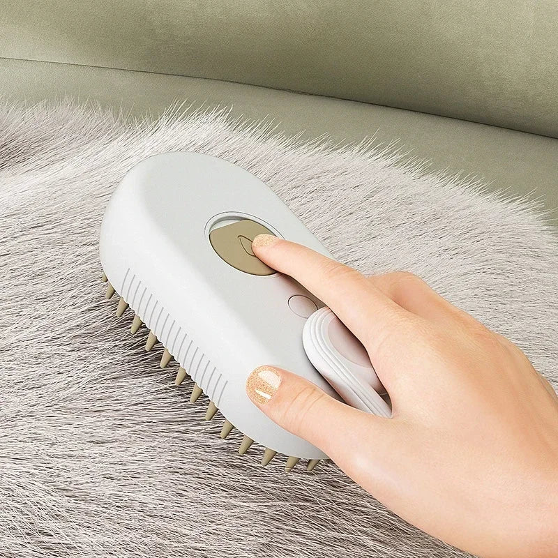 3-in-1 Rechargeable Pet Grooming Brush with Mist Spray – Cat & Dog Hair Remover, Massage Comb for Shedding & Detangling