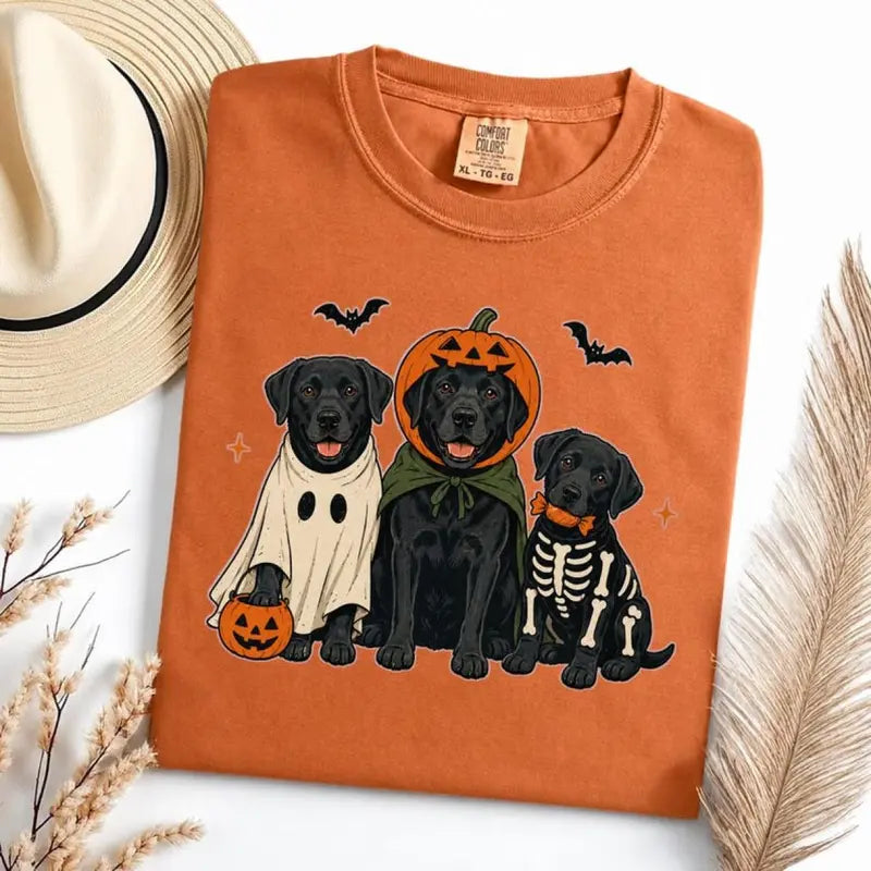 Comfort Colors Black Lab Halloween Shirt – Ghost Labrador Retriever Graphic Tee, Spooky Dog Lover T-Shirt