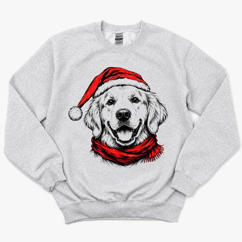 Santa Paws Christmas Dog Sweatshirt – 50 Dog Breed Designs, Funny Holiday Crewneck Gift for Dog Lovers