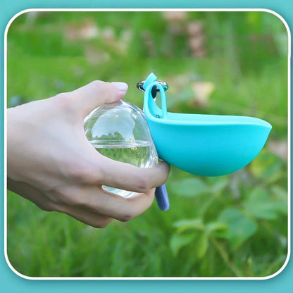 2-in-1 Portable Dog Water Bottle with Foldable Silicone Bowl – Leak-Resistant Travel Pet Bottle with Lanyard