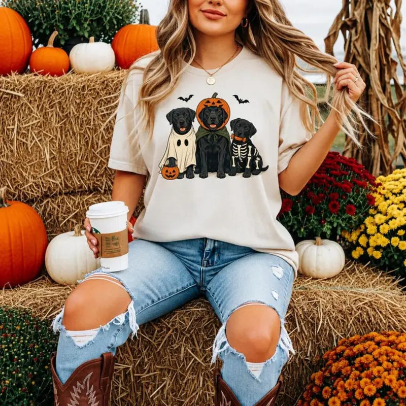 Comfort Colors Black Lab Halloween Shirt – Ghost Labrador Retriever Graphic Tee, Spooky Dog Lover T-Shirt