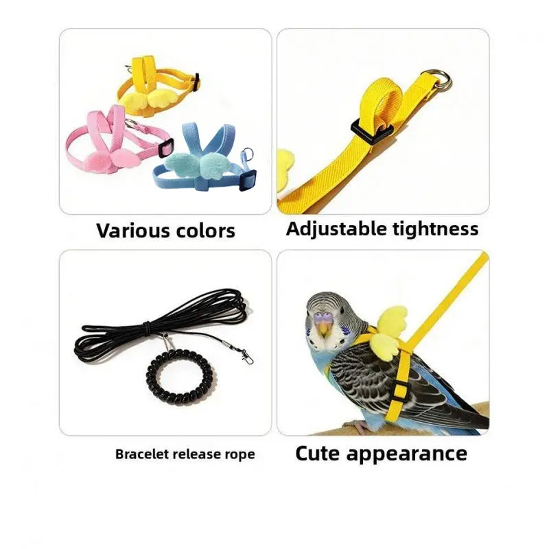 Adjustable Bird Harness & Flight Leash Set – Lightweight Outdoor Training Harness for Cockatiels, Budgies & Lovebirds
