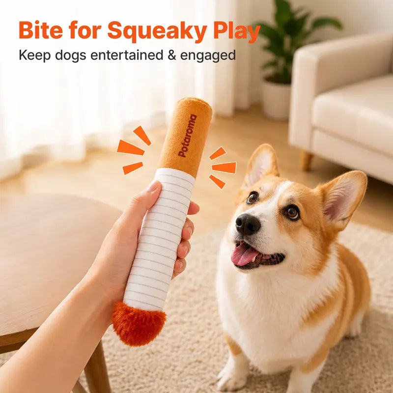 Potaroma 4-Pack Squeaky Plush Dog Toys with Treat-Hiding Storage Bag – Interactive Enrichment Toys for Small & Medium Dogs