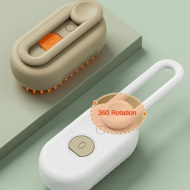 3-in-1 Rechargeable Pet Grooming Brush with Mist Spray – Cat & Dog Hair Remover, Massage Comb for Shedding & Detangling