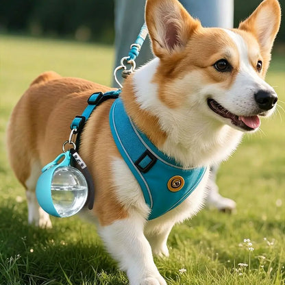 2-in-1 Portable Dog Water Bottle with Foldable Silicone Bowl – Leak-Resistant Travel Pet Bottle with Lanyard