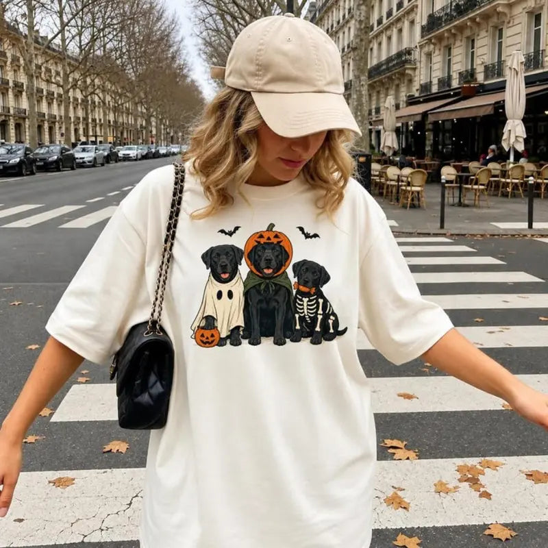 Comfort Colors Black Lab Halloween Shirt – Ghost Labrador Retriever Graphic Tee, Spooky Dog Lover T-Shirt