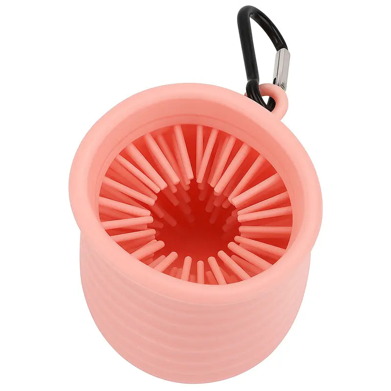 2-in-1 Silicone Dog Paw Cleaner & Grooming Brush with Carabiner