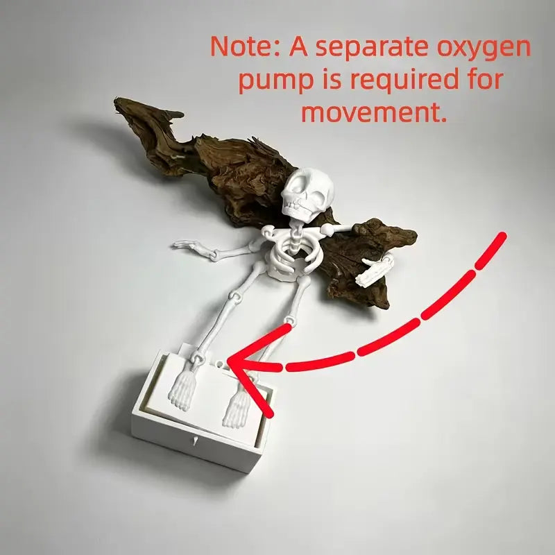 3D Printed Skeleton Aquarium Decoration – Funny Movable Fish Tank Ornament for Halloween & Spooky Aquascaping