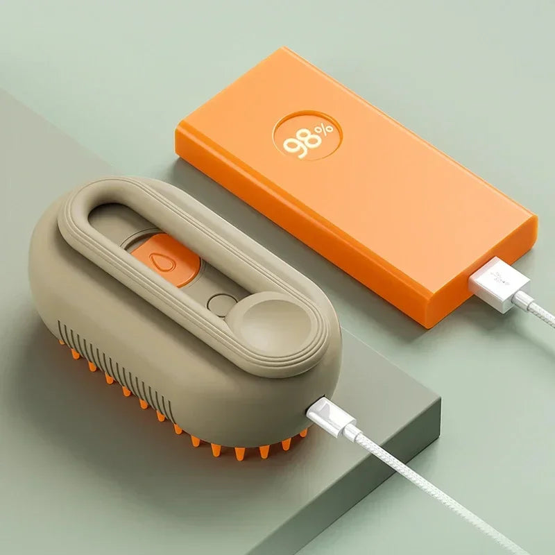 3-in-1 Rechargeable Pet Grooming Brush with Mist Spray – Cat & Dog Hair Remover, Massage Comb for Shedding & Detangling