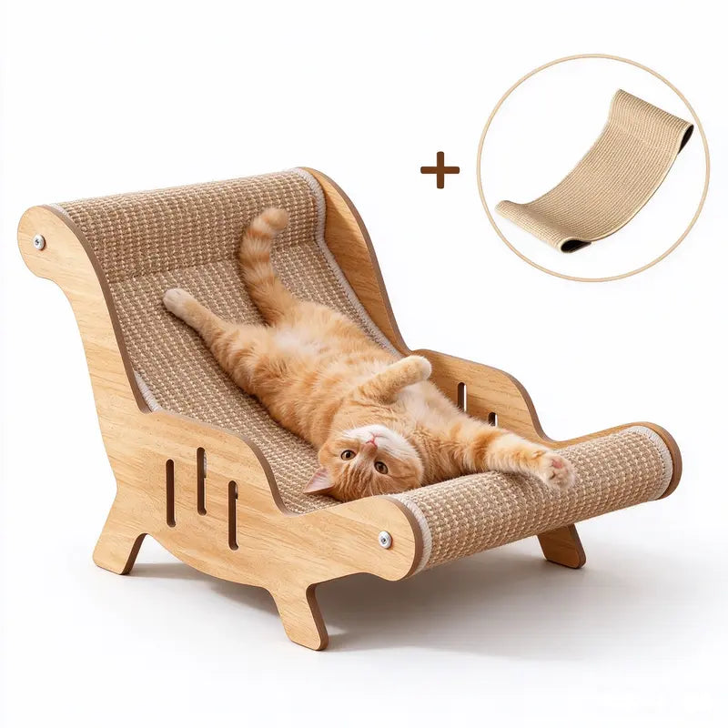 2-in-1 Natural Sisal Cat Scratcher Bed with Hammock – Durable Cat Lounge & Scratching Mat for Indoor Cats