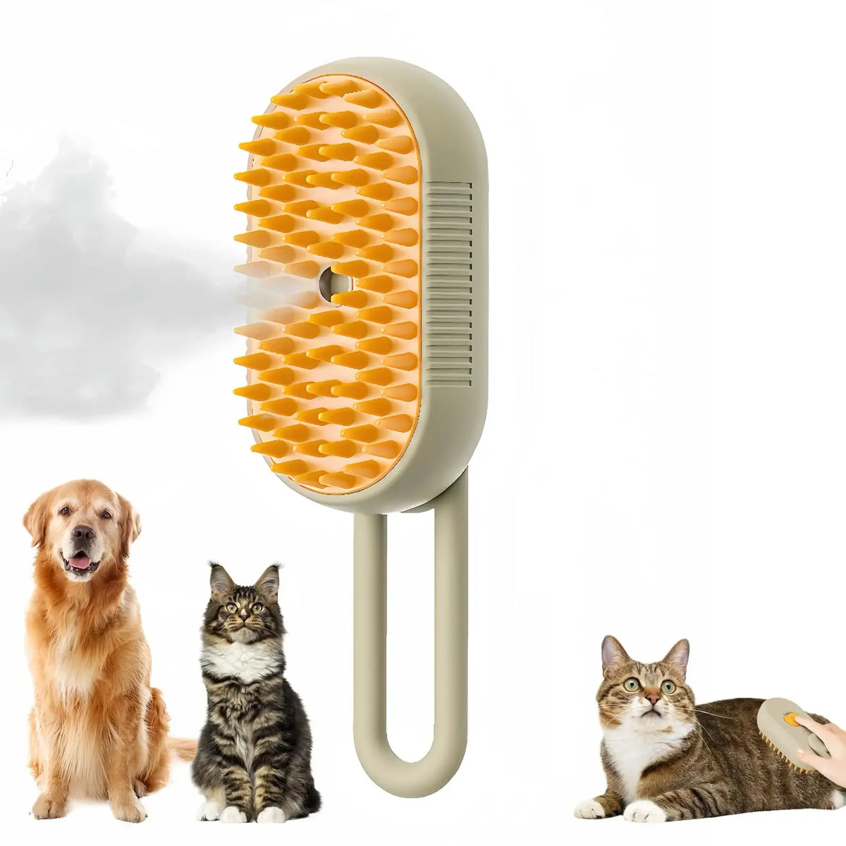 3-in-1 Rechargeable Pet Grooming Brush with Mist Spray – Cat & Dog Hair Remover, Massage Comb for Shedding & Detangling