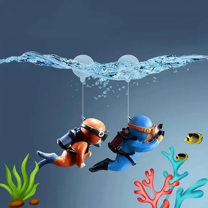4-Piece Floating Aquarium Diver Decoration Set – Fun Fish Tank Ornaments & Underwater Landscape Accessories