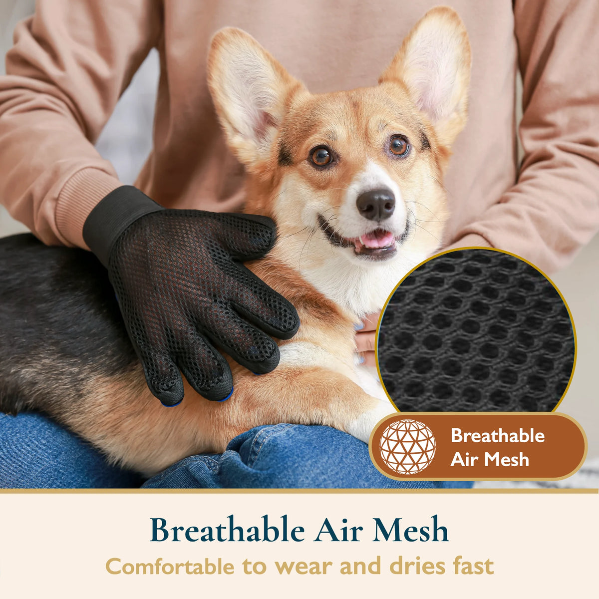 Pet Hair Remover Roller & Grooming Gloves Set – Reusable Dog & Cat Fur Remover for Sofas, Carpets, Beds & Furniture