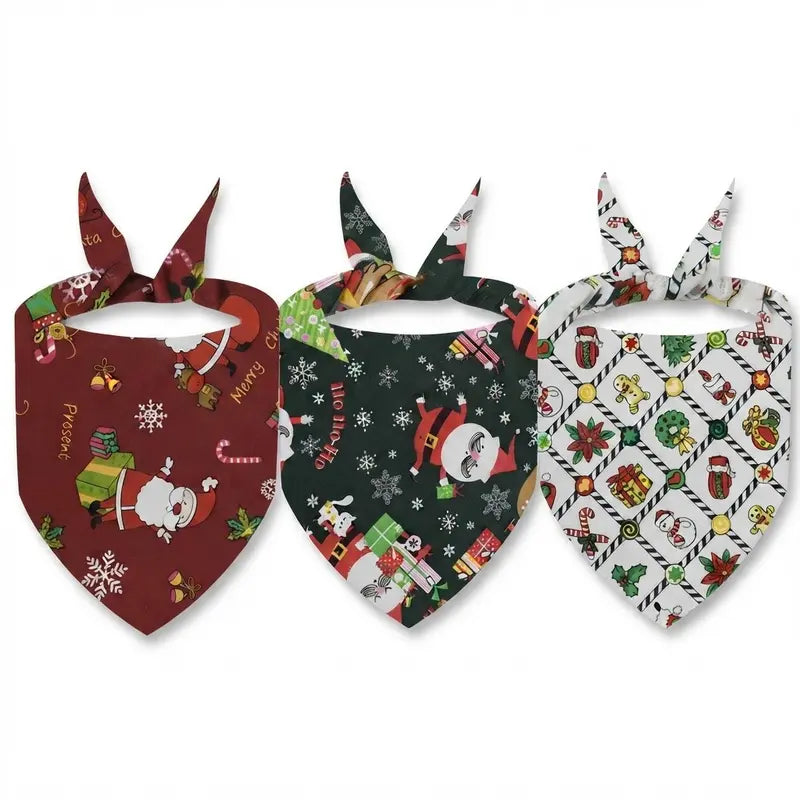 3-Pack Halloween & Christmas Pet Bandanas – Festive Tie-On Dog & Cat Scarves for Holiday Photos, Parties & Everyday Wear