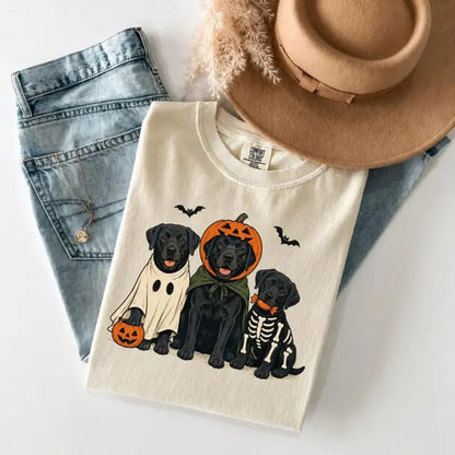 Comfort Colors Black Lab Halloween Shirt – Ghost Labrador Retriever Graphic Tee, Spooky Dog Lover T-Shirt