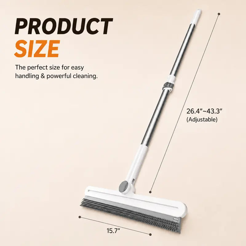 Pet Hair Remover Broom & Carpet Scraper – Reusable 180° Rotating Squeegee for Dog & Cat Hair, Rugs, Couches & Floors