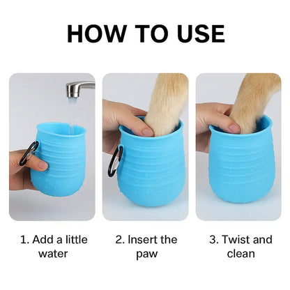 2-in-1 Silicone Dog Paw Cleaner & Grooming Brush with Carabiner