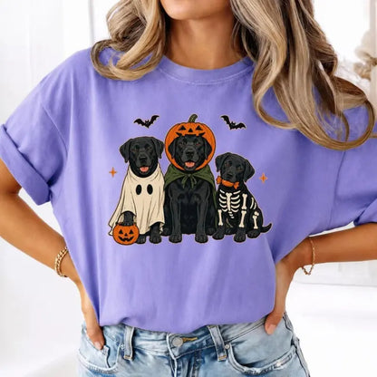 Comfort Colors Black Lab Halloween Shirt – Ghost Labrador Retriever Graphic Tee, Spooky Dog Lover T-Shirt