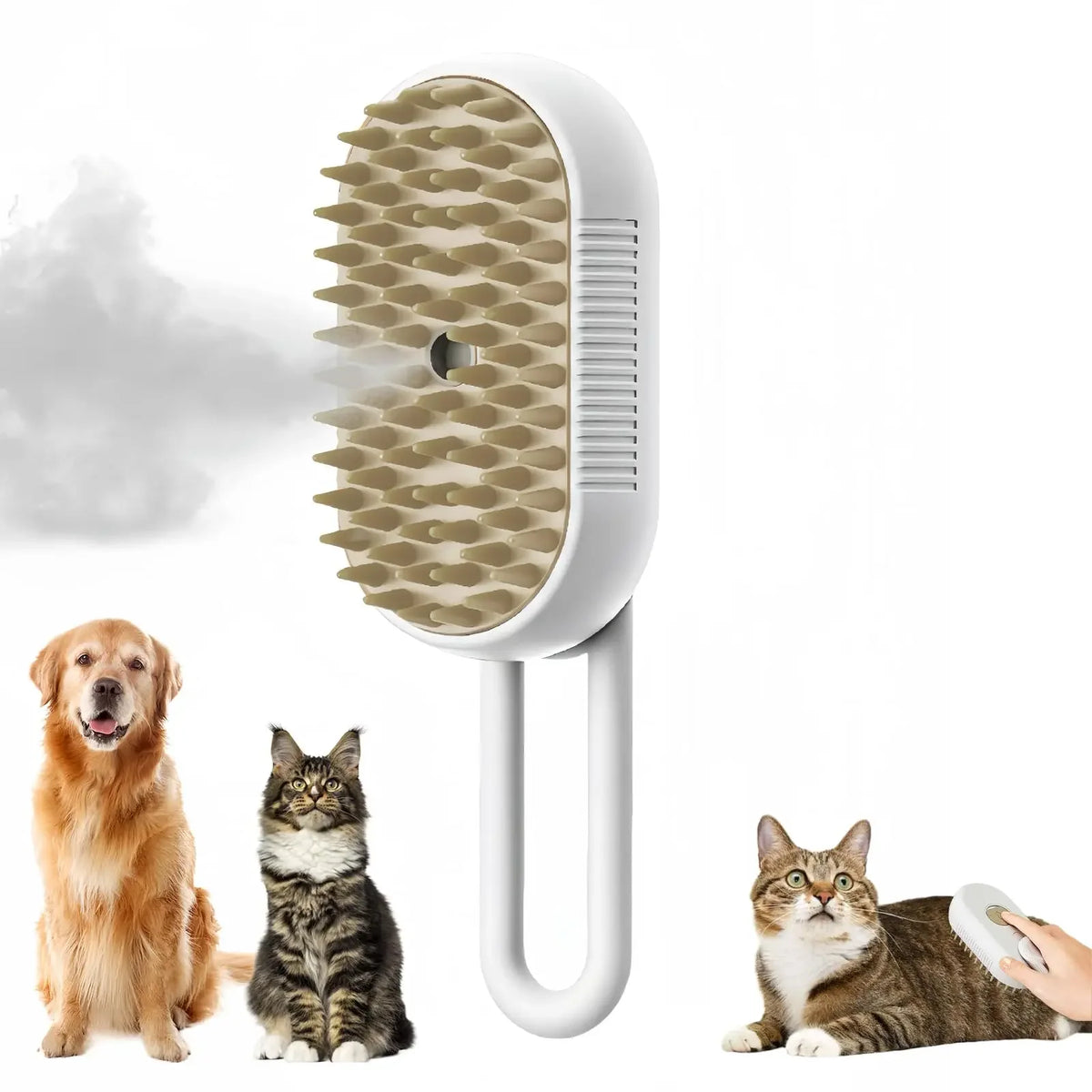 3-in-1 Rechargeable Pet Grooming Brush with Mist Spray – Cat & Dog Hair Remover, Massage Comb for Shedding & Detangling