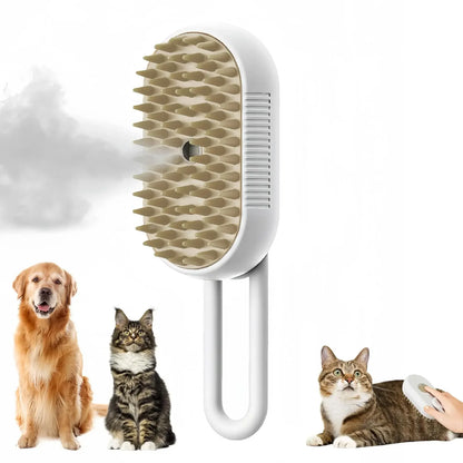3-in-1 Rechargeable Pet Grooming Brush with Mist Spray – Cat & Dog Hair Remover, Massage Comb for Shedding & Detangling